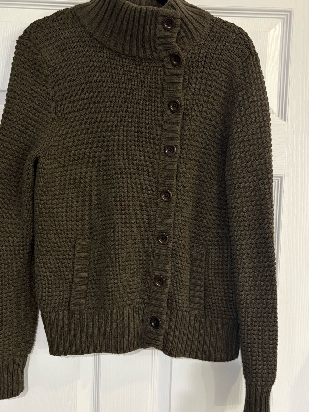 Vintage Ralph Lauren Olive Green Button Front Knit Cardigan